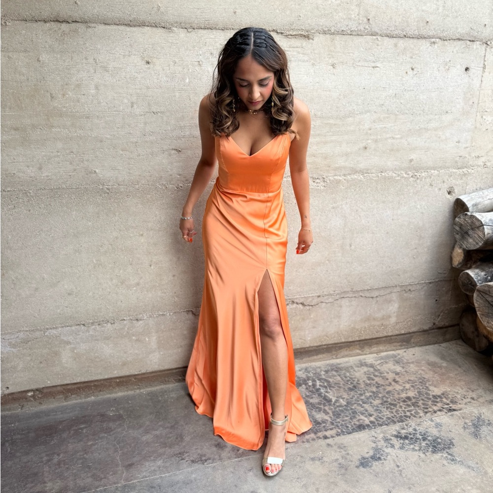 Elegant Orange Evening Gown